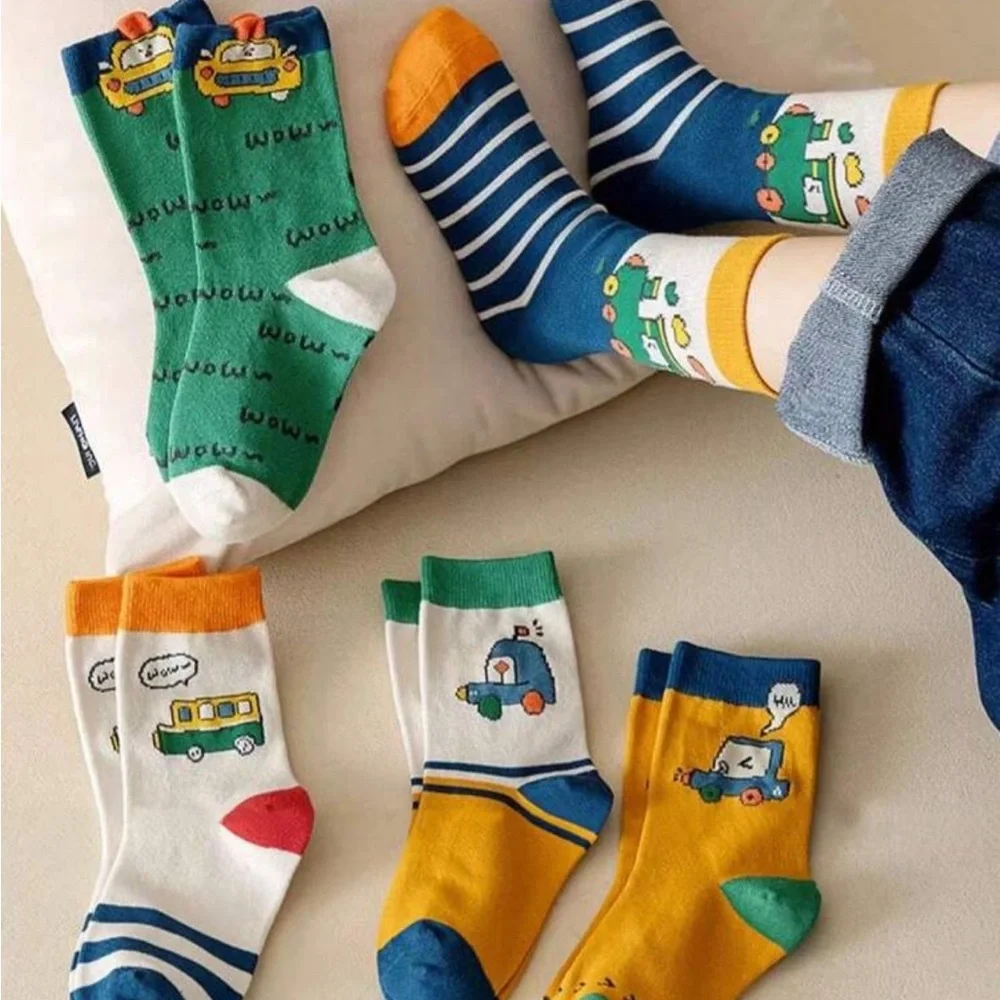 Kids New Colorful Cartoon Socks - (5 Pairs)